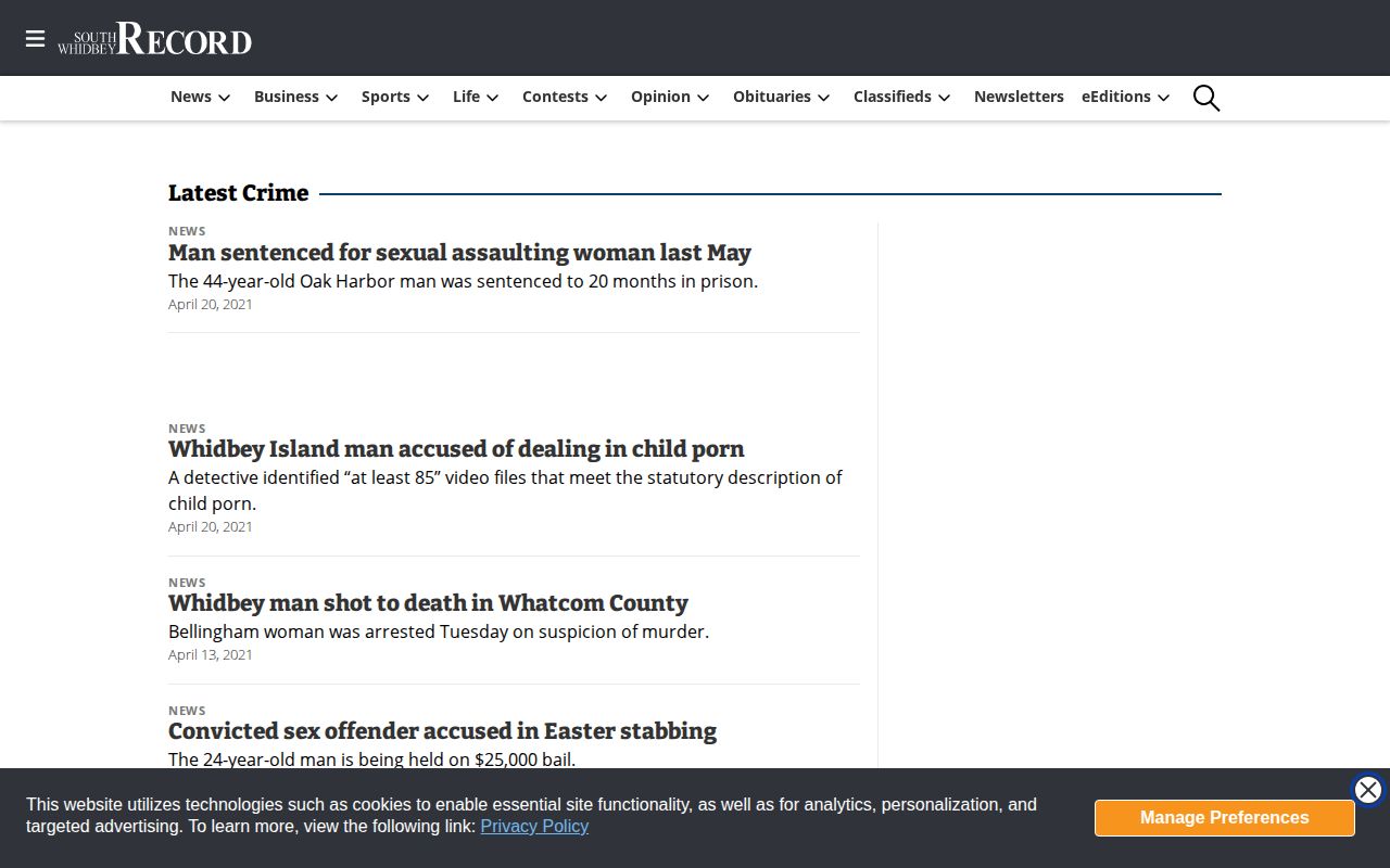Island County crime-news context from the South Whidbey Record Crime tag
